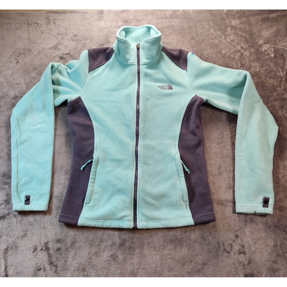 The North Face Jacket Womens Small Blue Teal Grey Khumbu Full Zjp Fleece